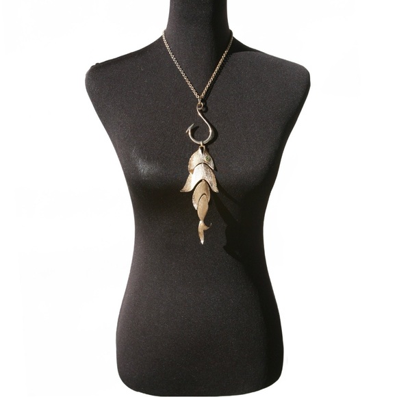 NAPIER 1971 Francis Fujio Articulated Fish on a Hook Pendant Necklace - Picture 4 of 10